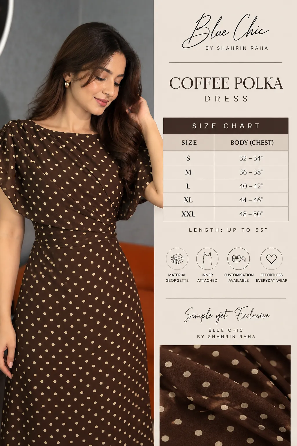 Coffee Polka Dress