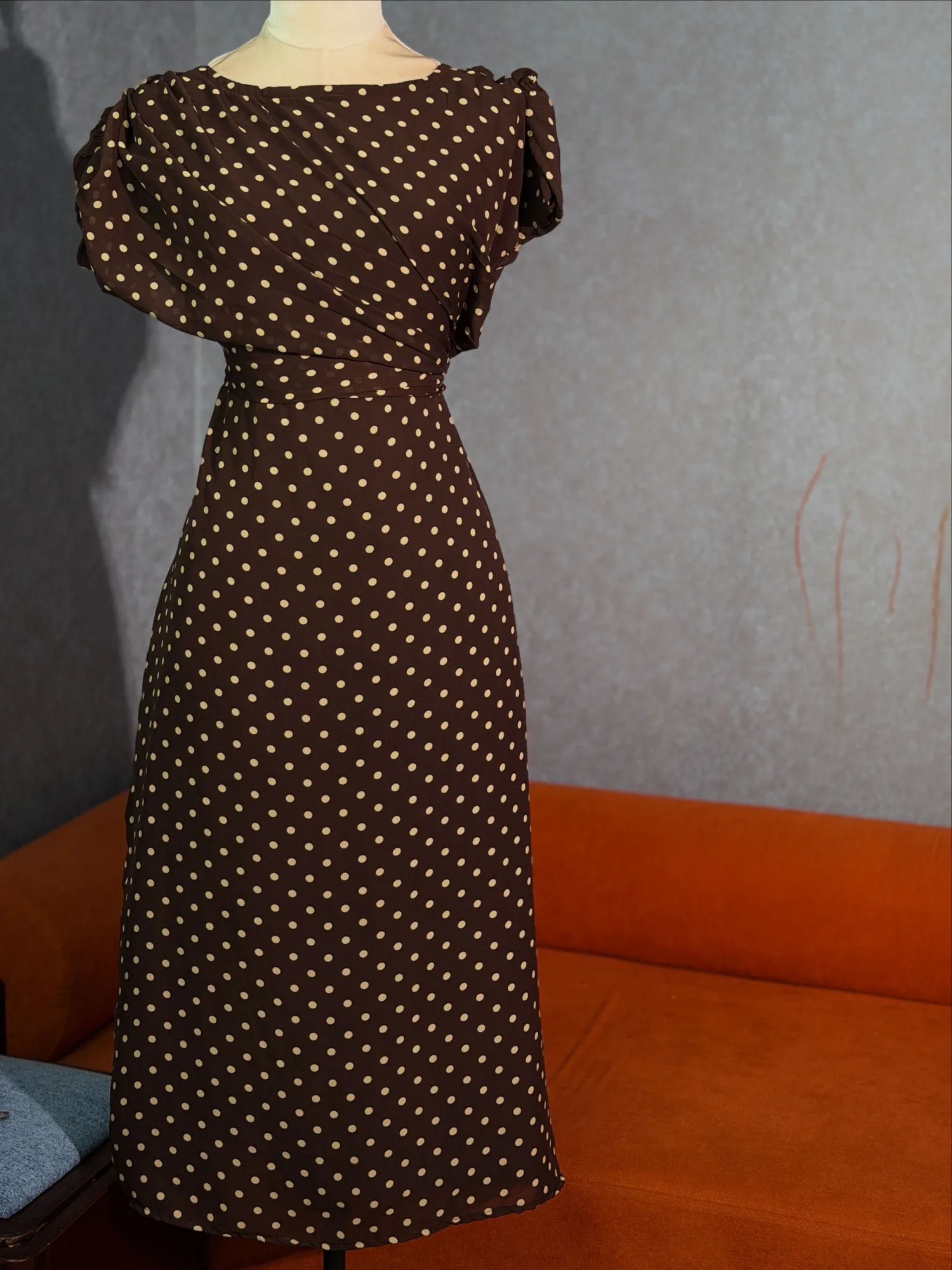 Coffee Polka Dress