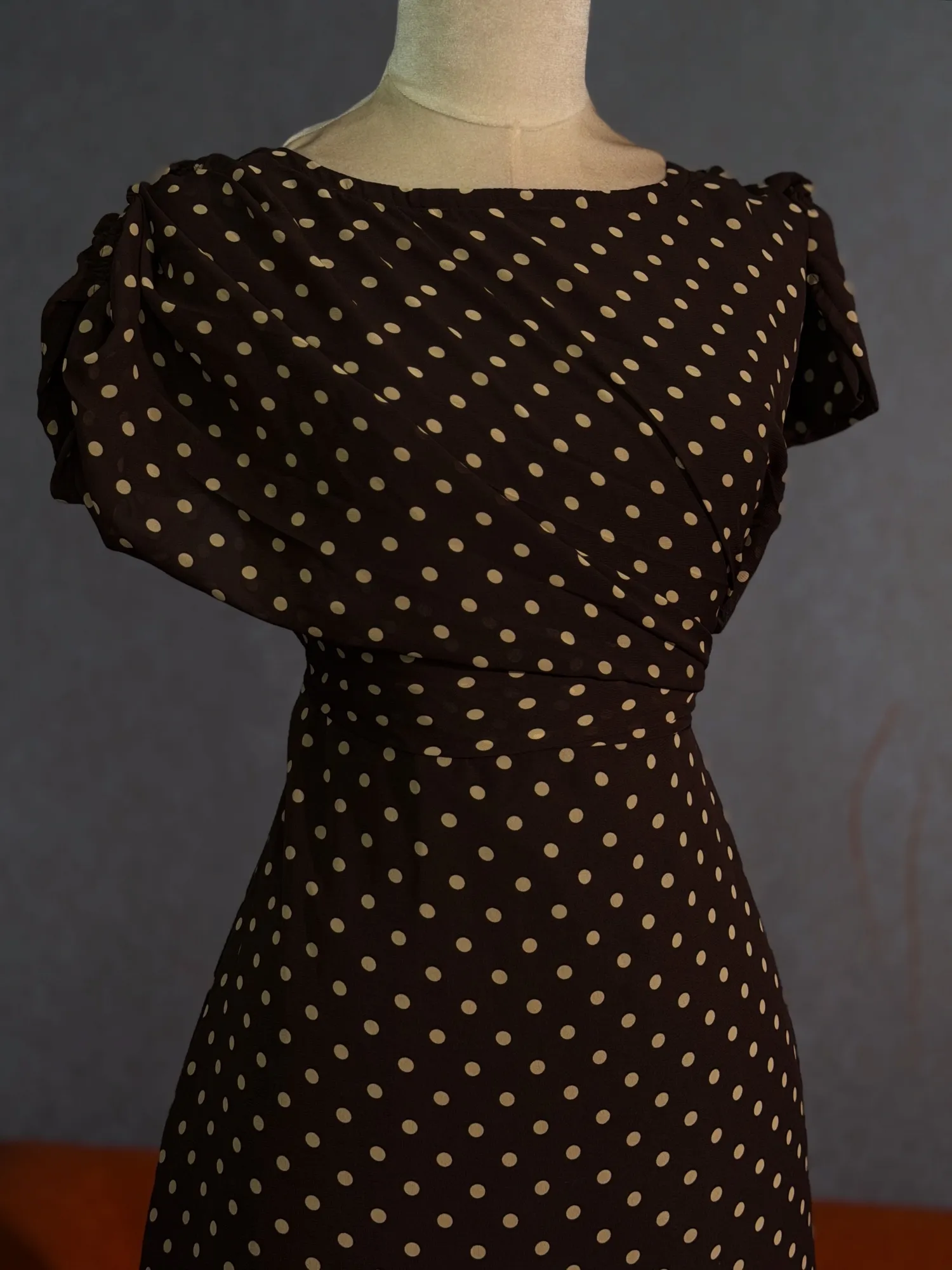 Coffee Polka Dress